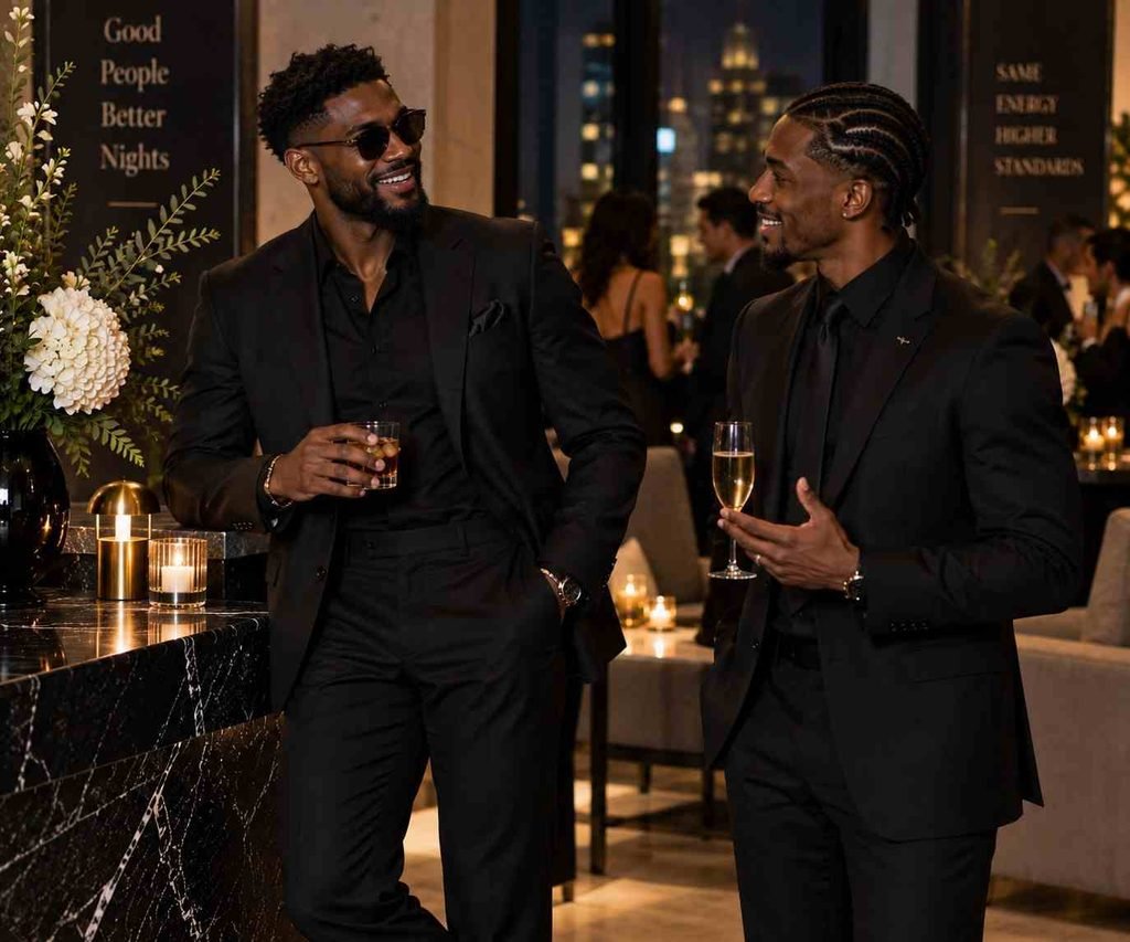 black cocktail attire men clothes