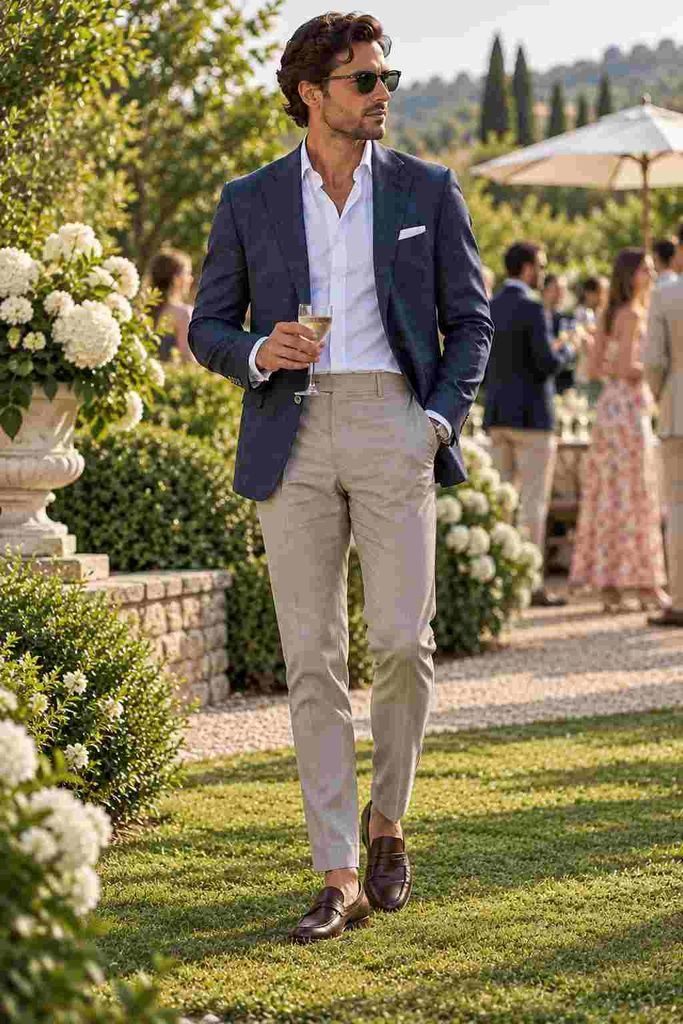 Blue Blazer with Tailored Trousers
