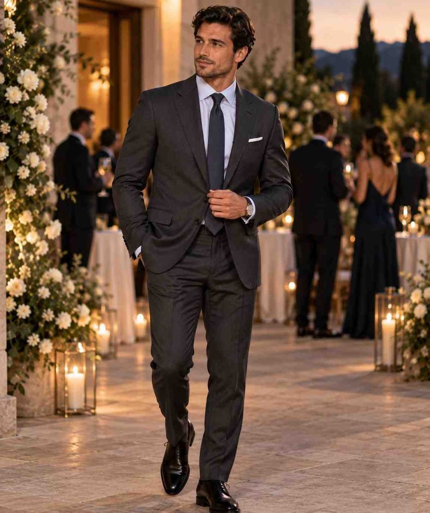 Charcoal Suit and Light Shirt