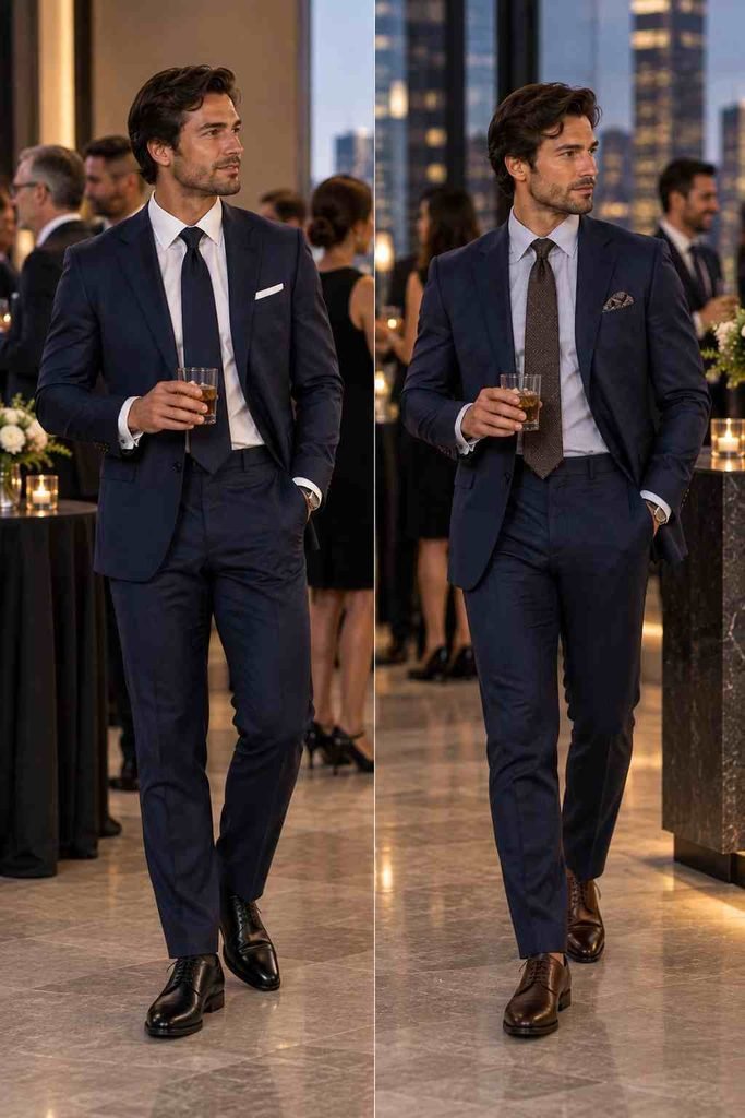 Cocktail Attire With a Navy Suit