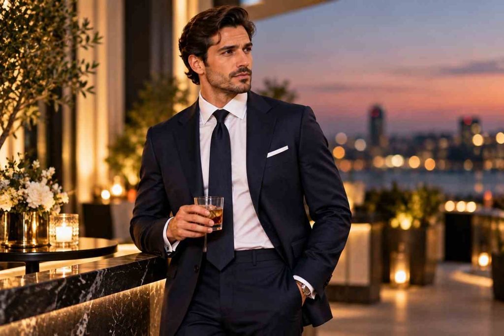 man wearing cocktail attire