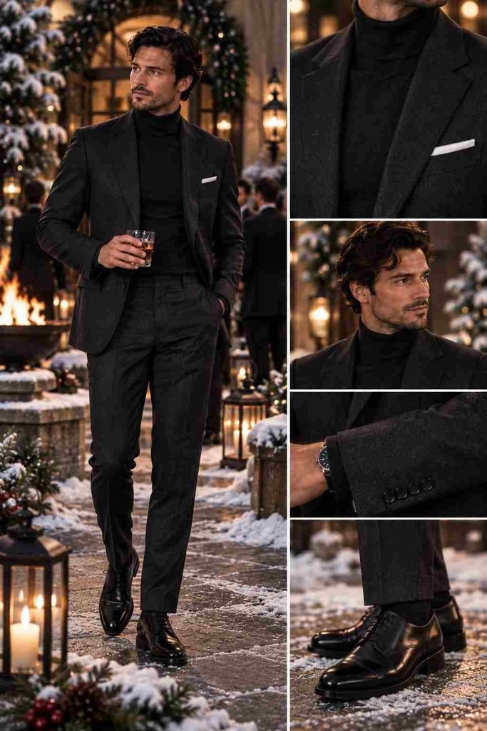 Dark Suit With a Turtleneck