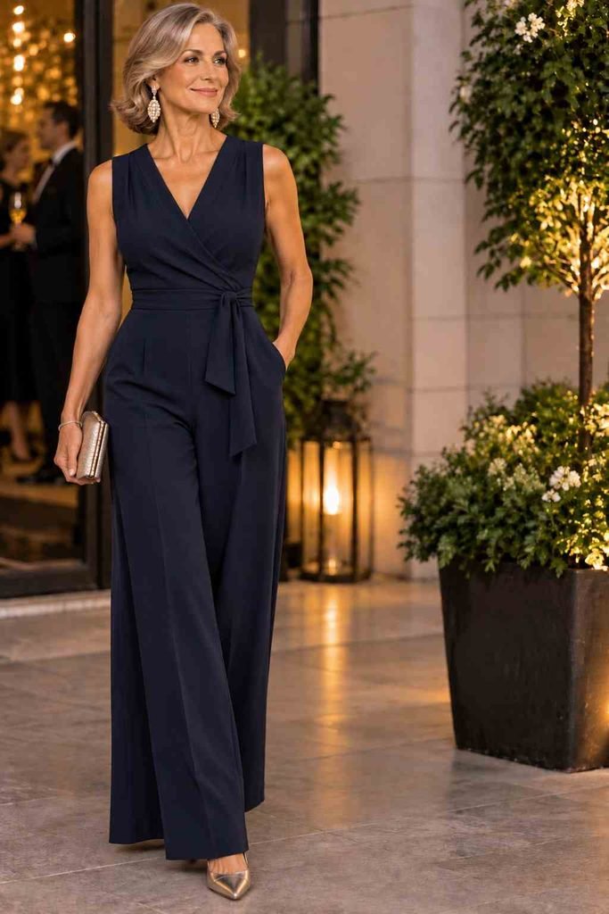 Elegant Navy Jumpsuit at Evening Gala

