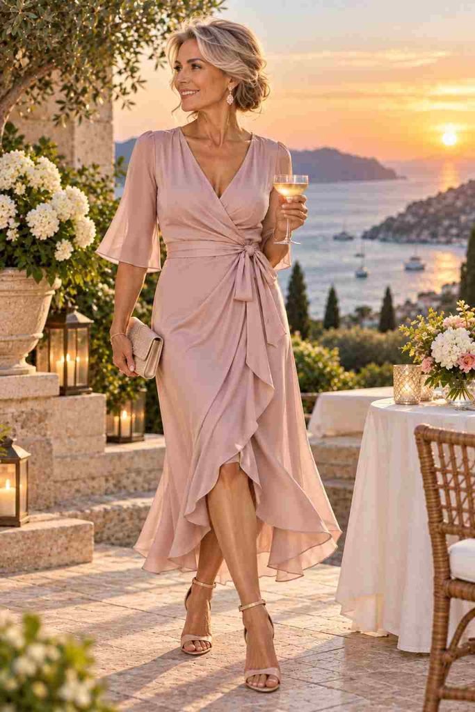 Elegant Wrap Dress women over 50
