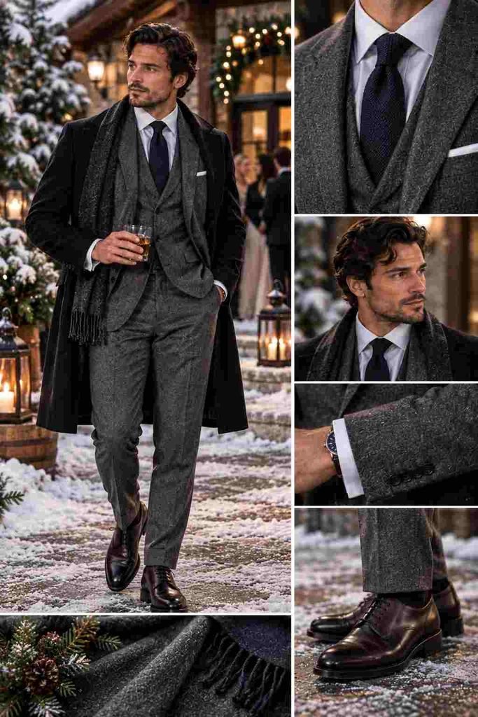 Flannel Suit With Leather Derbies