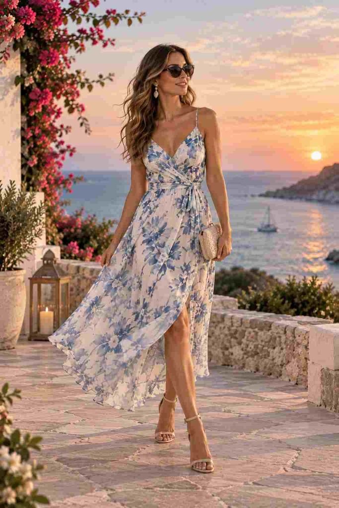 Flowy Midi Dress With Dressy Sandals