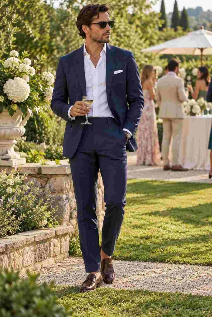 Navy Suit with a White Shirt