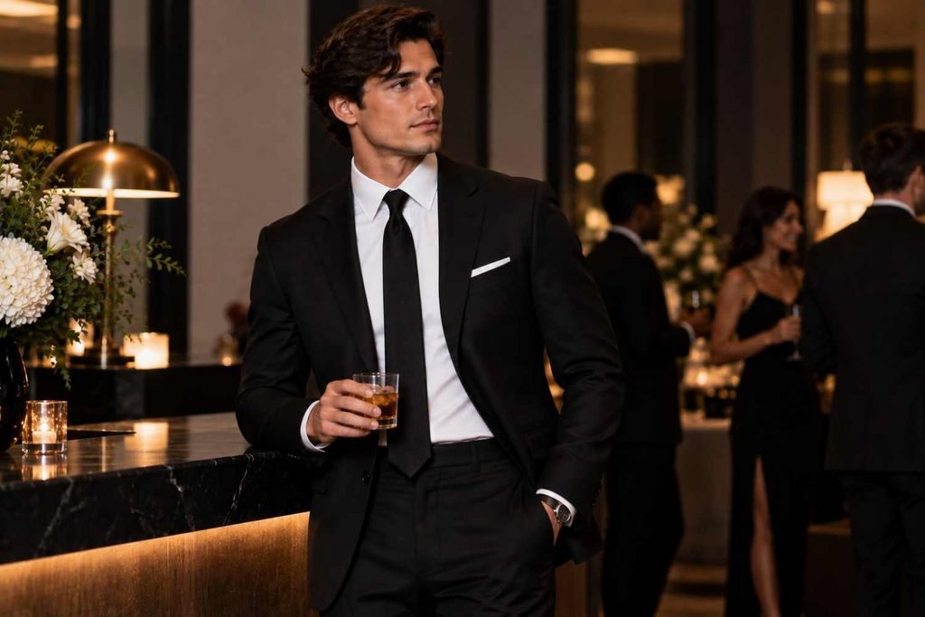 black cocktail attire outfit