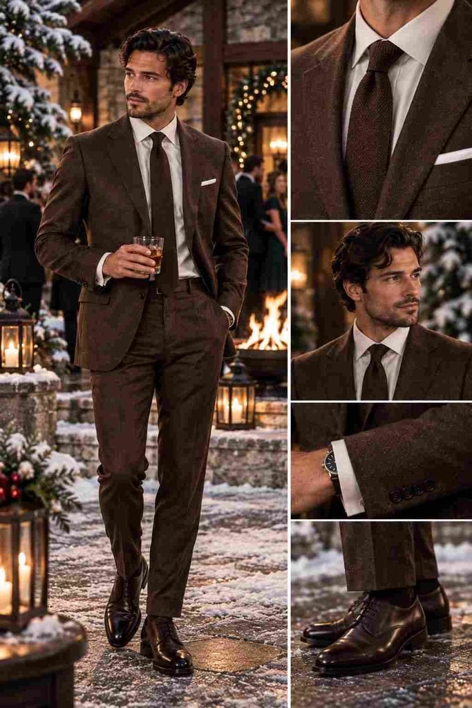 brown cocktail attire for men winter season