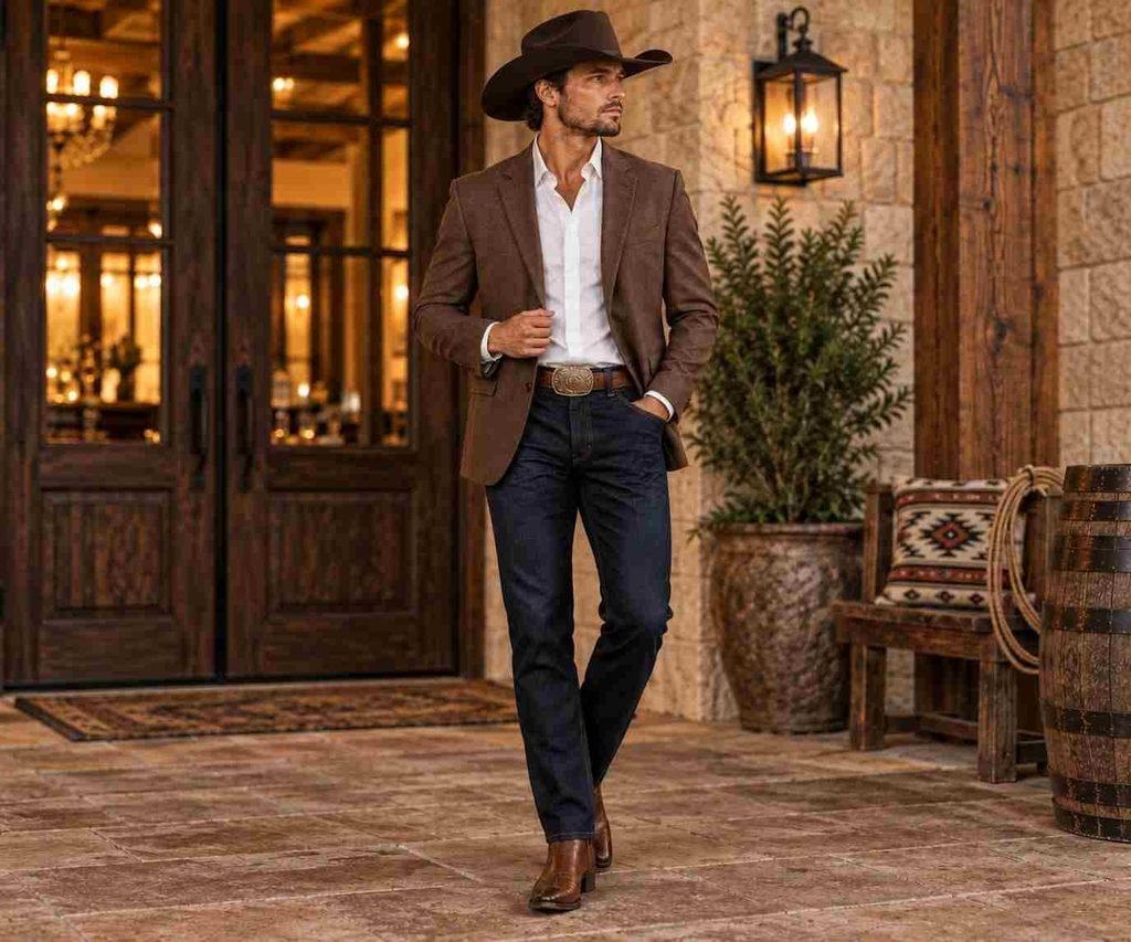 dark denim western cocktail attire
