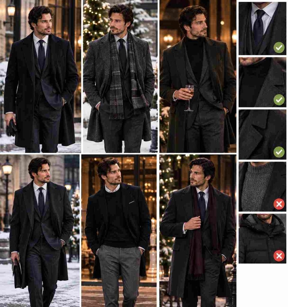 layering style in winter coktail attire for men