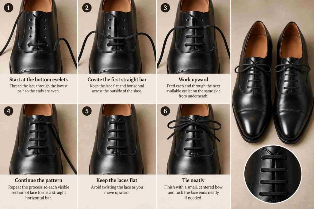 step by step lace on oxford shoes