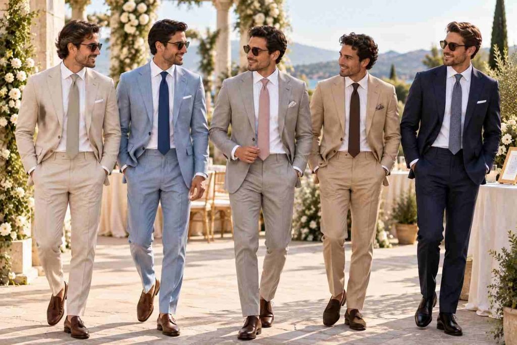summer color suit for wedding