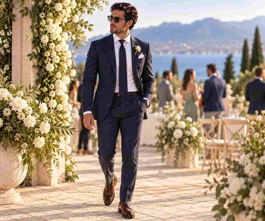 cocktail attire wearning man walk