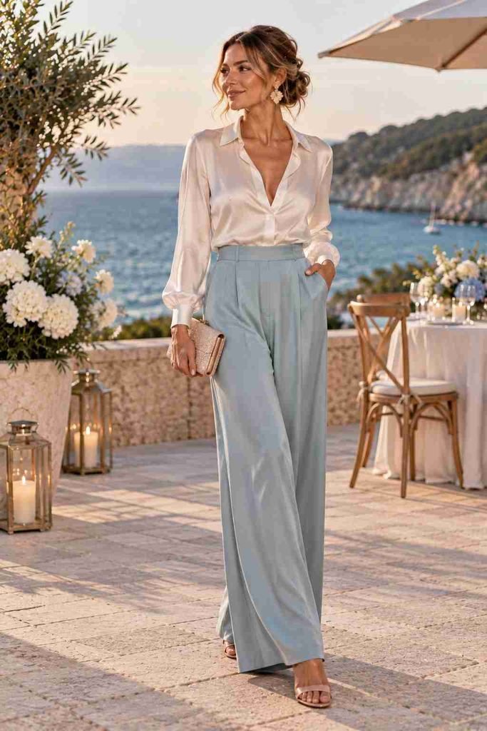 Wide-Leg Pants With a Dressy Blouse