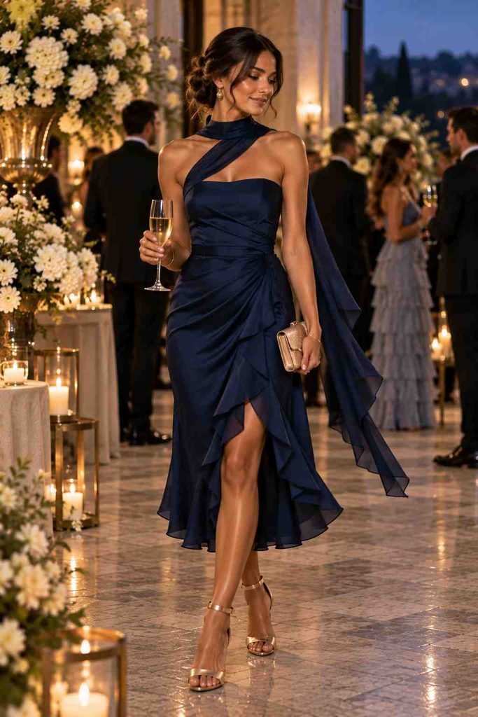women wearing Navy Blue Cocktail Dress