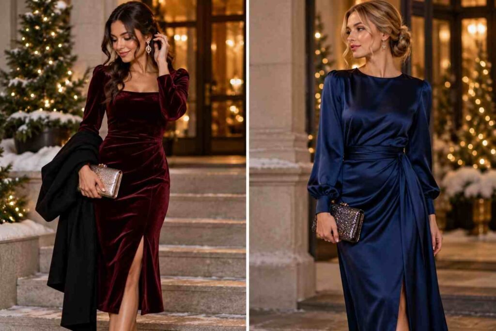 winnter eveneing women wearing cocktail dress