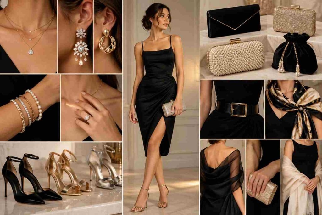 black cocktail dress​ styling
