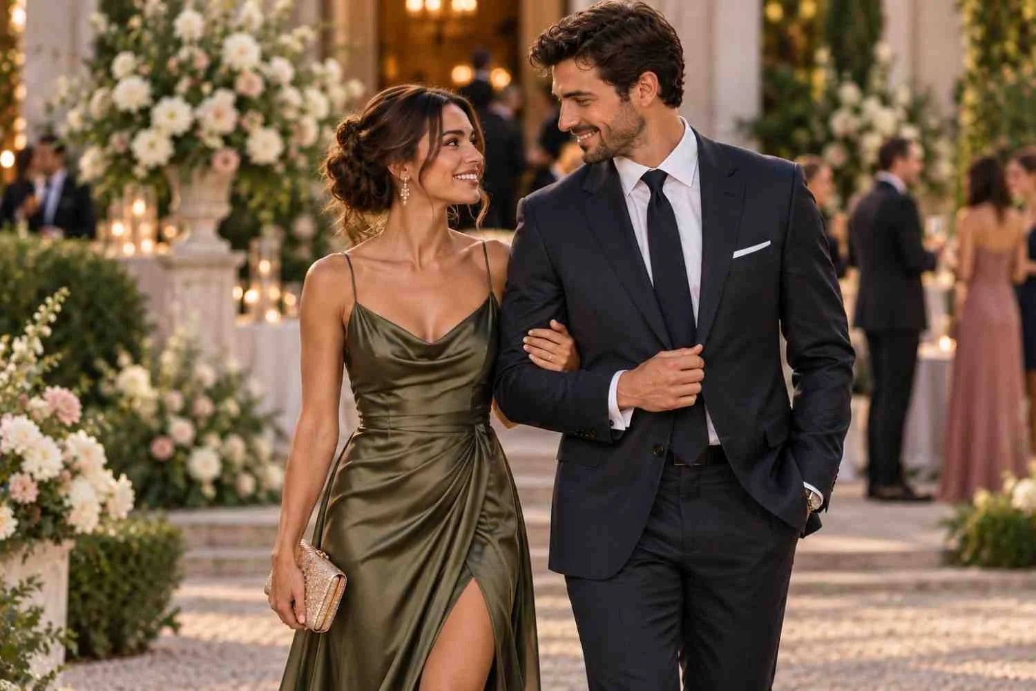 cocktail attire wedding couple as guest