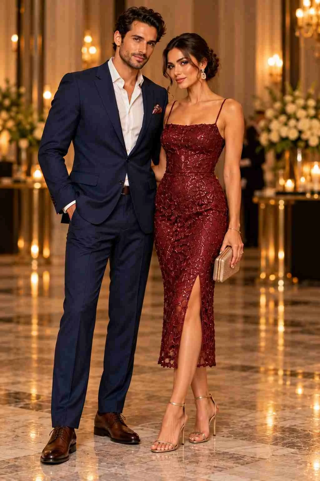 creative cocktail attire for couple at wedding